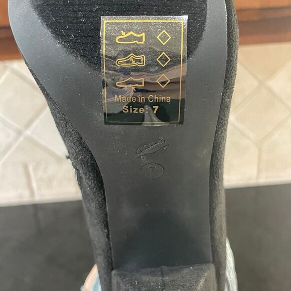 Size 7 Ombre String Pointy Toe Knee High Heeled Boots women’s - Picture 7 of 7